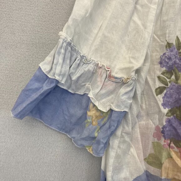 Hester & Orchard Floral Off Shoulder Top Small S Colorful Linen Blend Butterfly - Picture 5 of 10